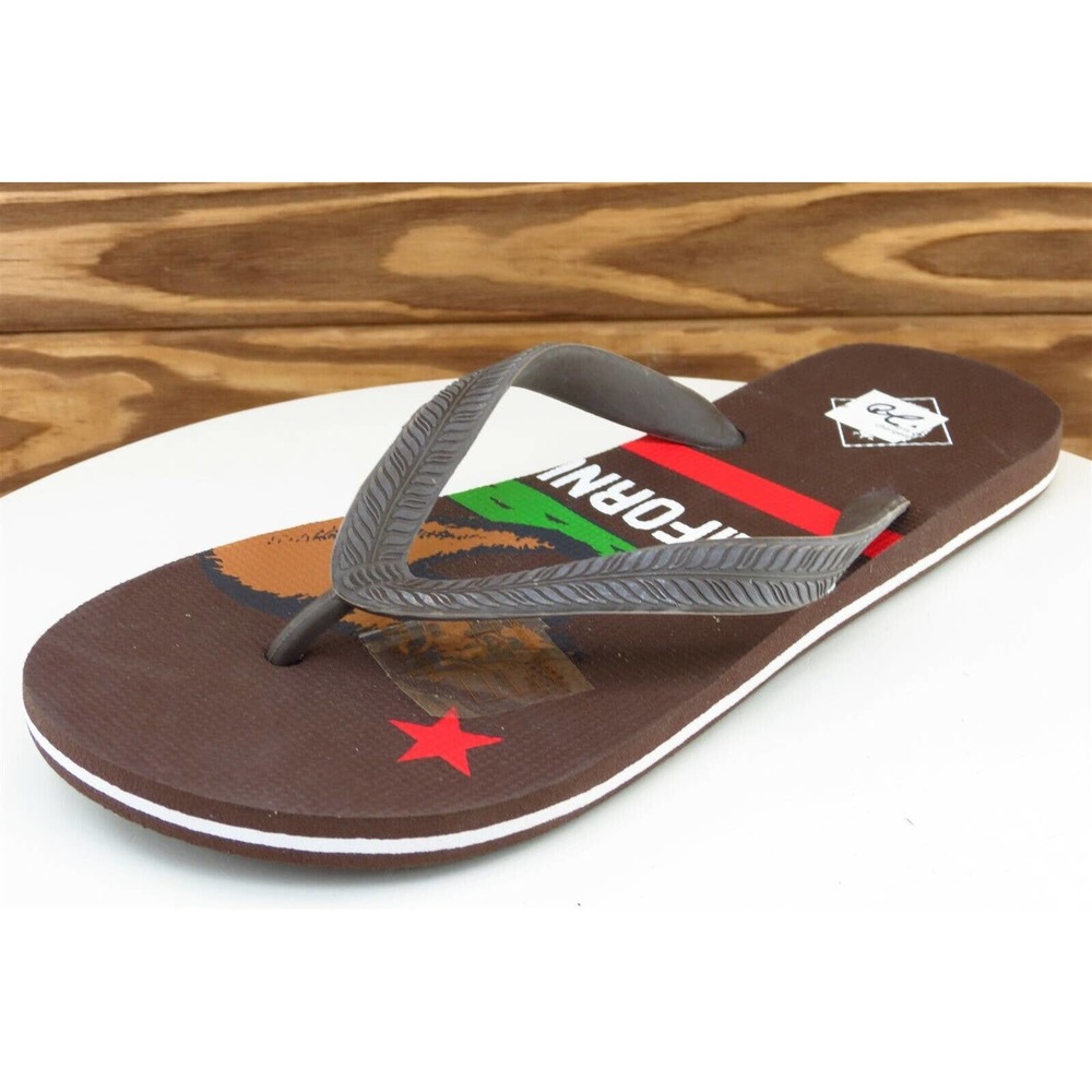 Free Waters Size 9 M Brown Flip Flop Synthetic Men Shoes‎ Sp16